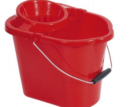 12 Litre Hygiene Mop Bucket & Wringer - Red