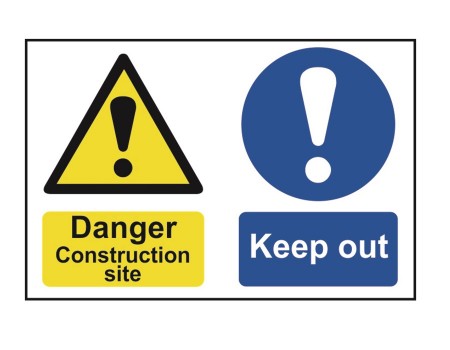 Danger Contruction Site Keep Out PVC Sign - 600 x 400mm