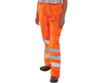 Orange Class 2 Hi Vis Rail Spec Breathable Overtrouser