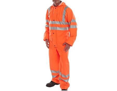 Bseen PU Railspec Waterproof Hi Vis Coverall - Orange