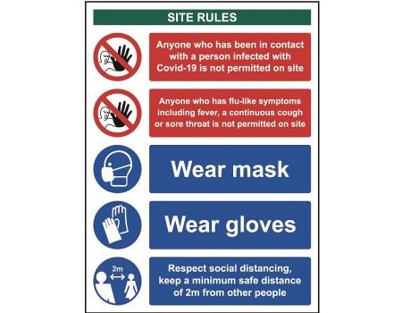 Covid 19 Workplace Site Safety Sign  300 x 400 RVPC