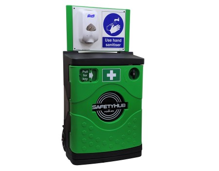 SafetyHub Mobile Sanitiser Station with Cabinet