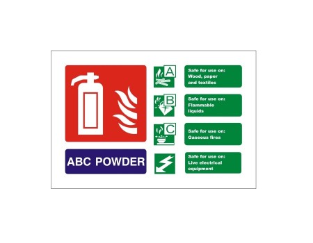 Powder Fire Extinguisher Sign - Rigid PVC (100 x 150mm)