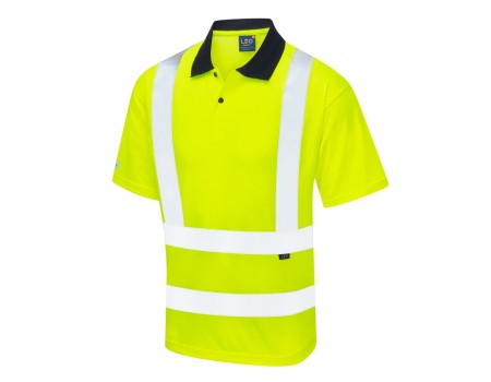 Hi Vis Yellow Leo Croyde Short Sleeve Polo