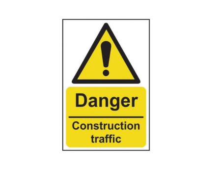 Danger Construction Traffic (RPVC) - 200 x 300mm