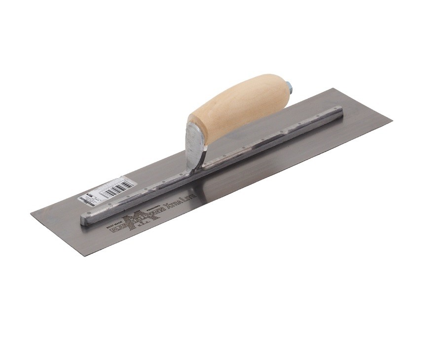 MARSHALLTOWN Concrete Finishing Trowel - 18x4 Inch Carbon Steel Blade With Wooden Handle