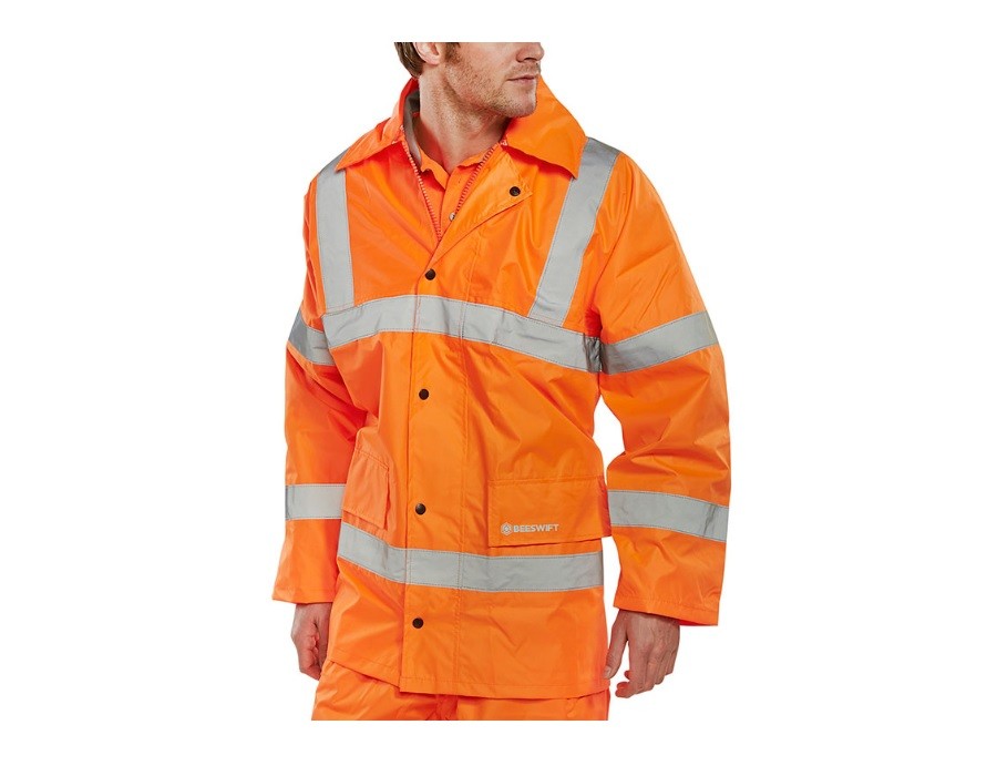 VI Distribution BSeen Orange Hi Vis L weight Rain Jacket