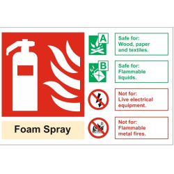 Foam Fire Extinguisher Sign - Rigid PVC (100 x 150mm)
