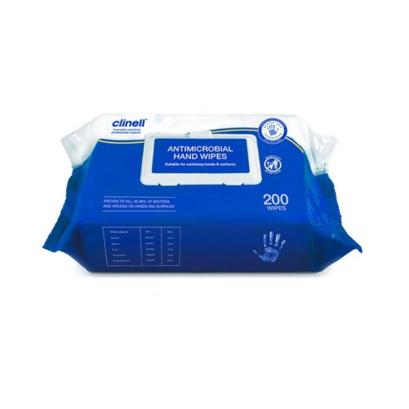 Clinell Antimicrobial Hand Wipes - 200 Clinell Antimicrobial Hand Wipes - 200