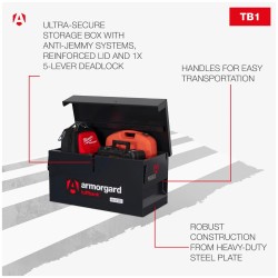 Armorgard TB1 Tuffbank 950 x 510 x 460mm Site / Van Box Armorgard TB1 Tuffbank 950 x 510 x 460mm Site / Van Box