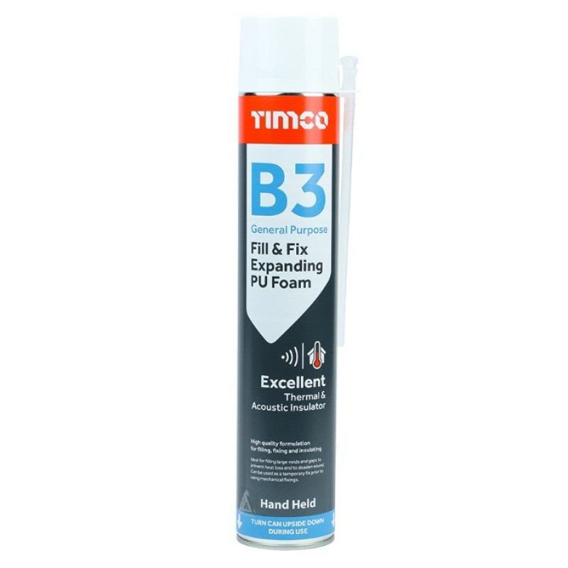B3 General Purpose Fill & Fix Expanding PU Foam - 750ml B3 General Purpose Fill & Fix Expanding PU Foam - 750ml