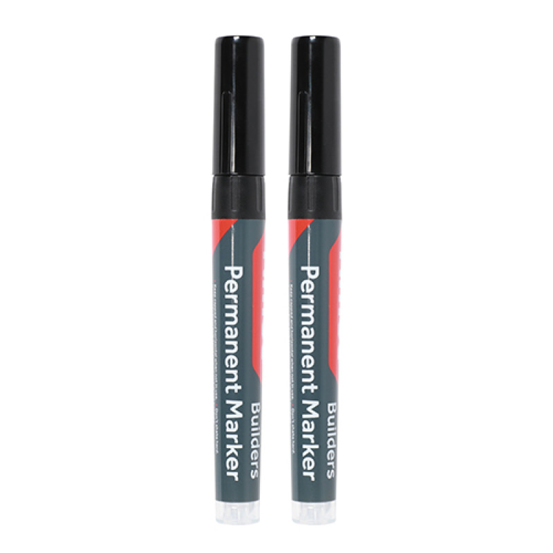 TIMCO Builders Permanent Markers Twin Pack Chisel & Fine Tip Black - Mixed Pk 2 TIMCO Builders Permanent Markers Twin Pack Chisel & Fine Tip Black - Mixed Pk 2