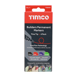 TIMCO Builders Permanent Markers Fine Tip Mixed Colours - Fine Tip Pk 4