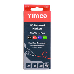 TIMCO Whiteboard Markers Fine Tip Mixed Colours - Fine Tip Four Pack Pk 4